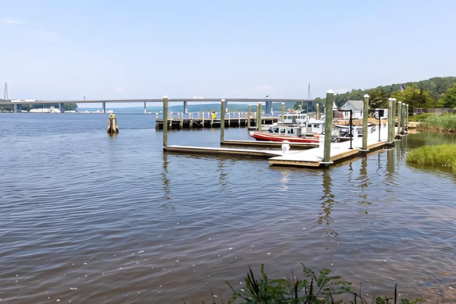 Docks and moored boats on the Connecticut River